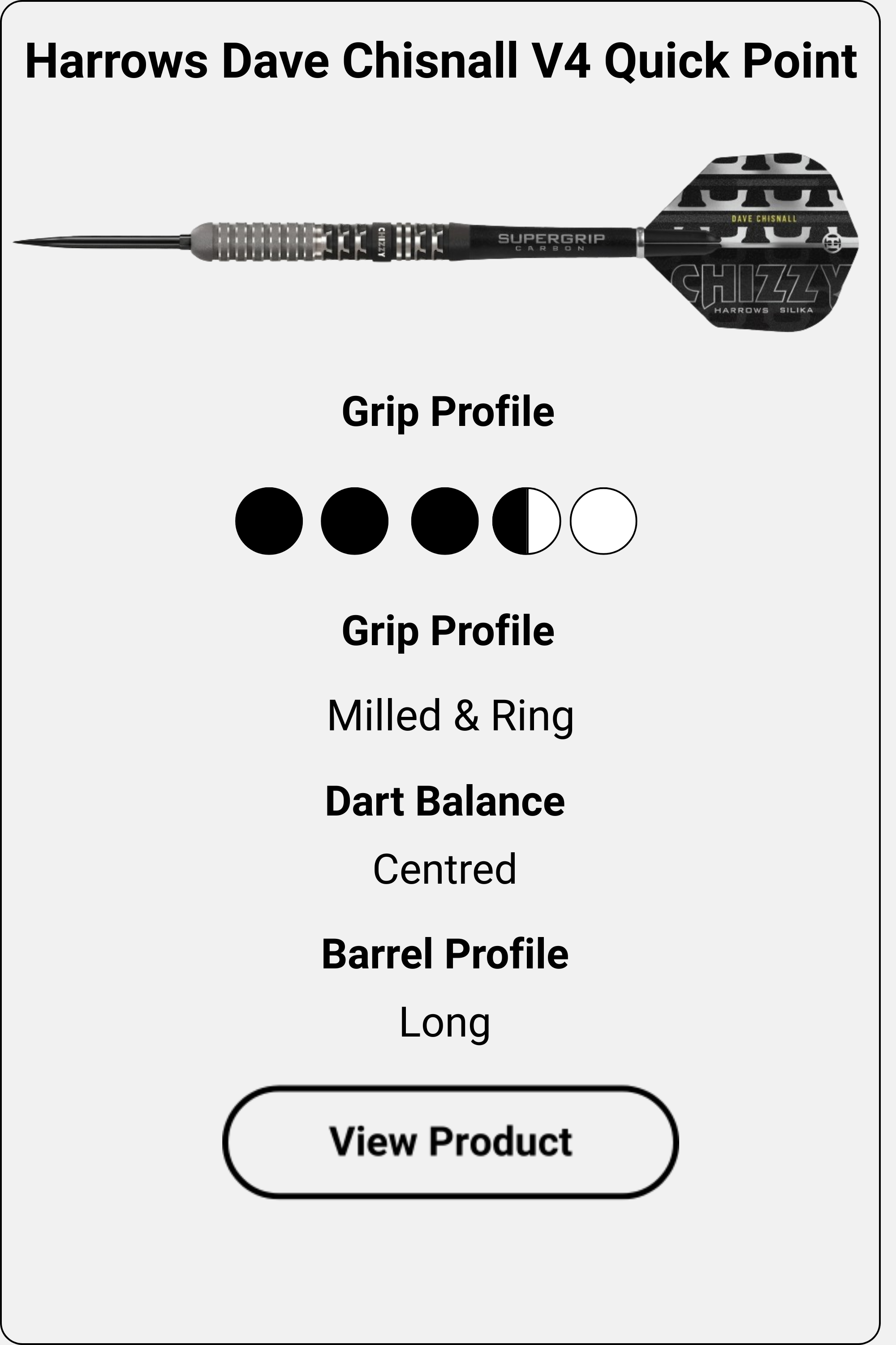 Harrows Dave Chizzy Chisnall dart information card