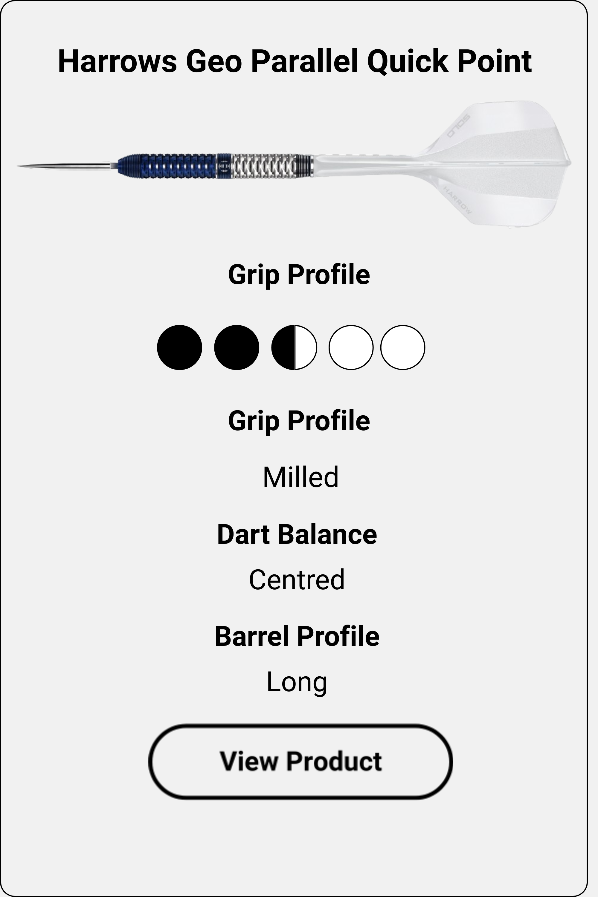 Harrows Geo Straight dart information card