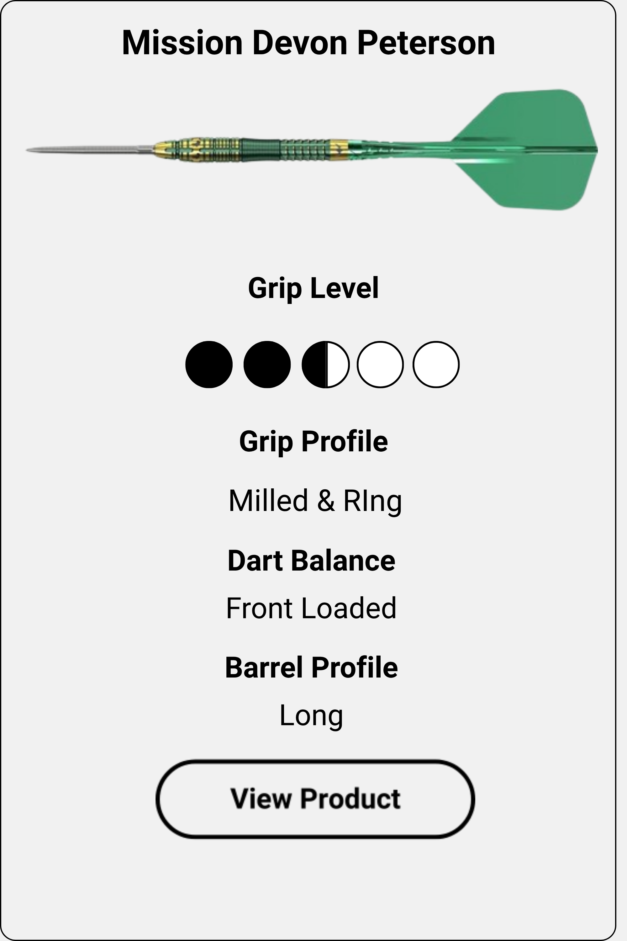 Mission Devon Petersen dart information card