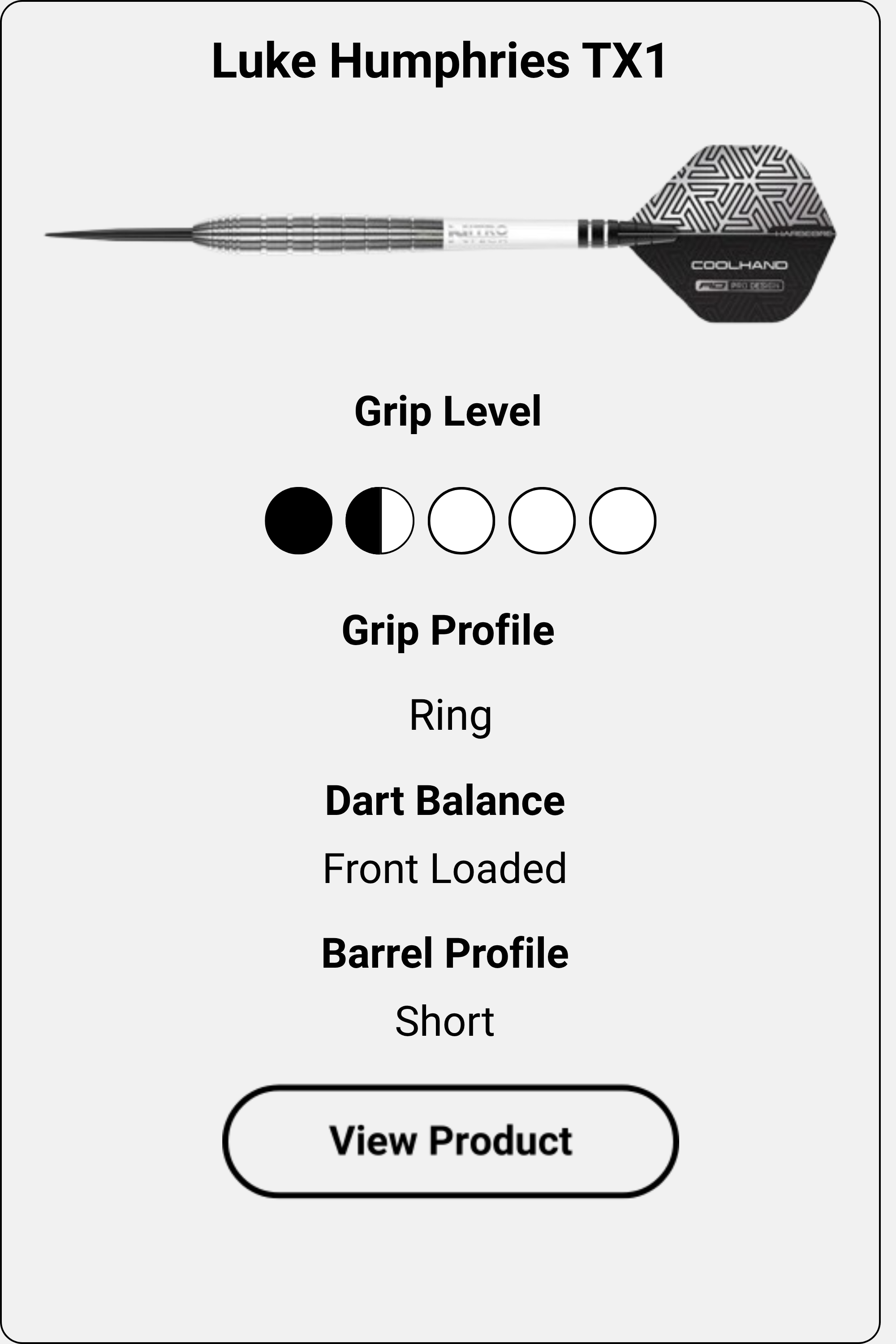 Red Dragon Luke Humphries TX1 dart information card