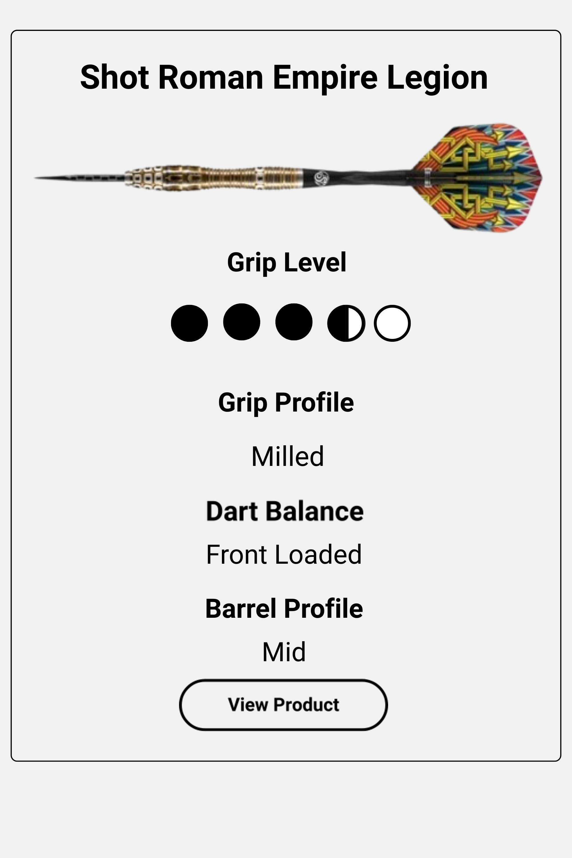 Shot Roman Empire Legion dart information card