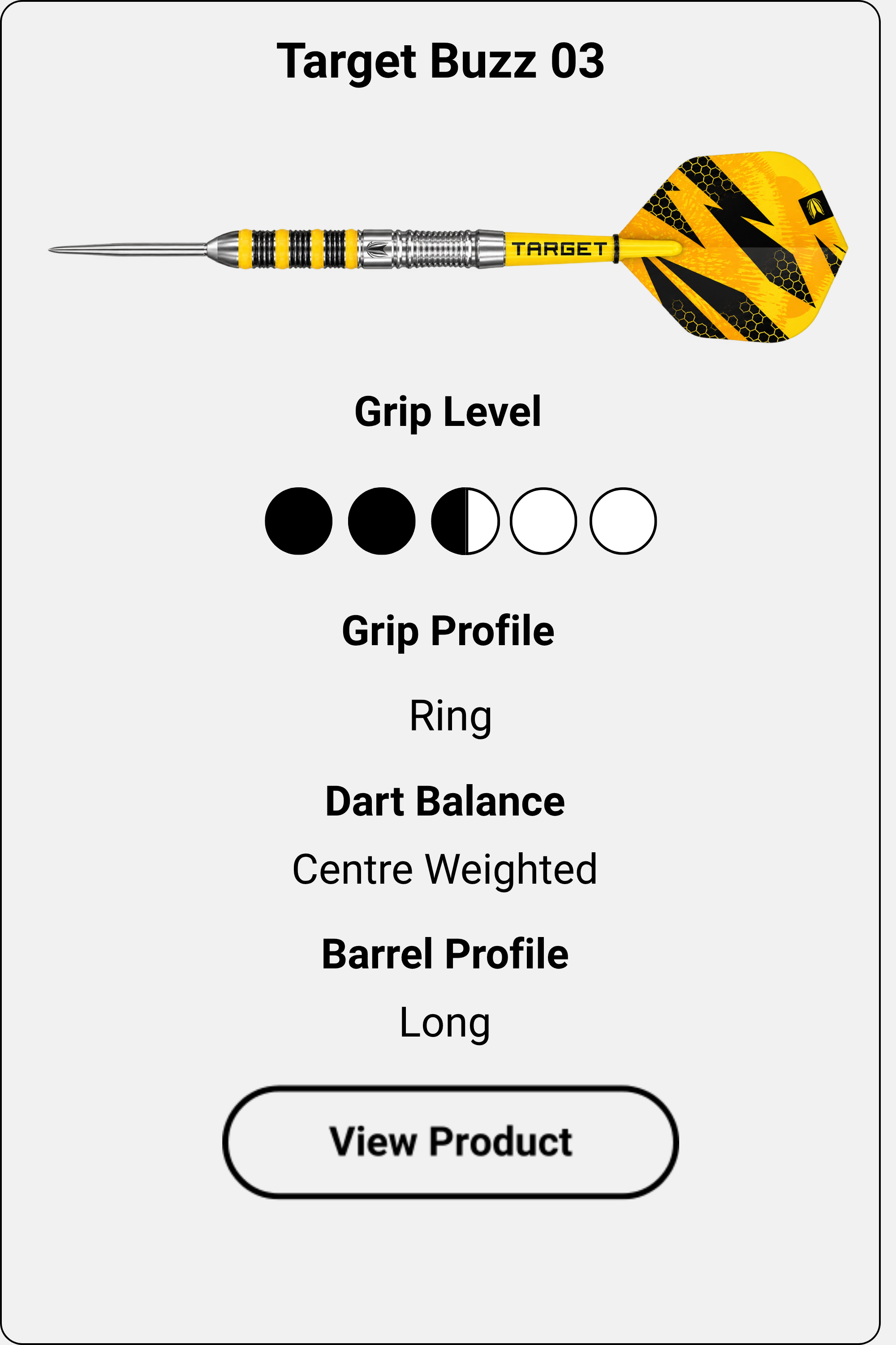Target Buzz 03 dart information card